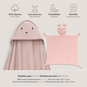 Capa Baño 1X1 Mod Oso+Dudu Muselina Rosa Maquillaje