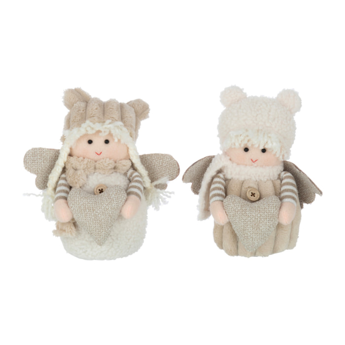 J-Line figurine Garcon Et Fille - textile - blanc/beige - small - 2 pcs