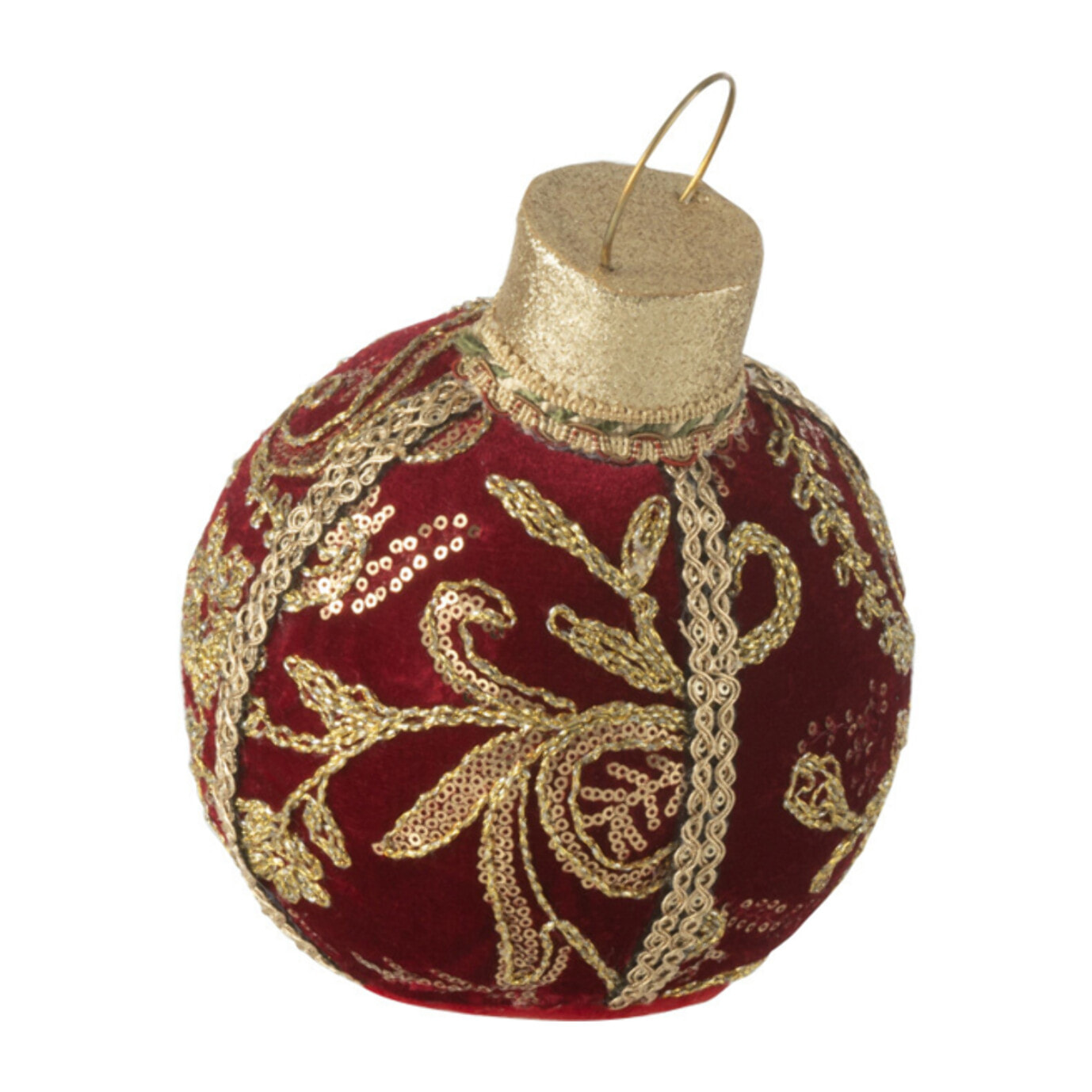 J-Line boule de Noël Motifs - polyfoam/textile - rouge/or - small