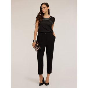 Motivi - Blusa fluida ricamata - Nero