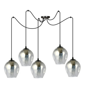 Lampada a sospensione LEVEL in acciaio nero e vetro grafite
