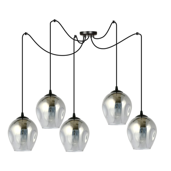 Lampada a sospensione LEVEL in acciaio nero e vetro grafite