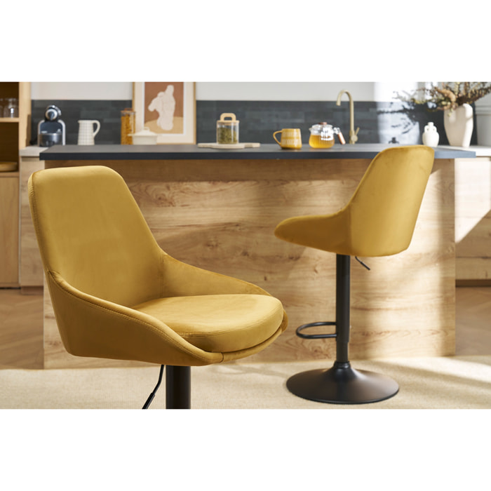 Tabourets de bar design réglables velours bronze (lot de 2) HOLO