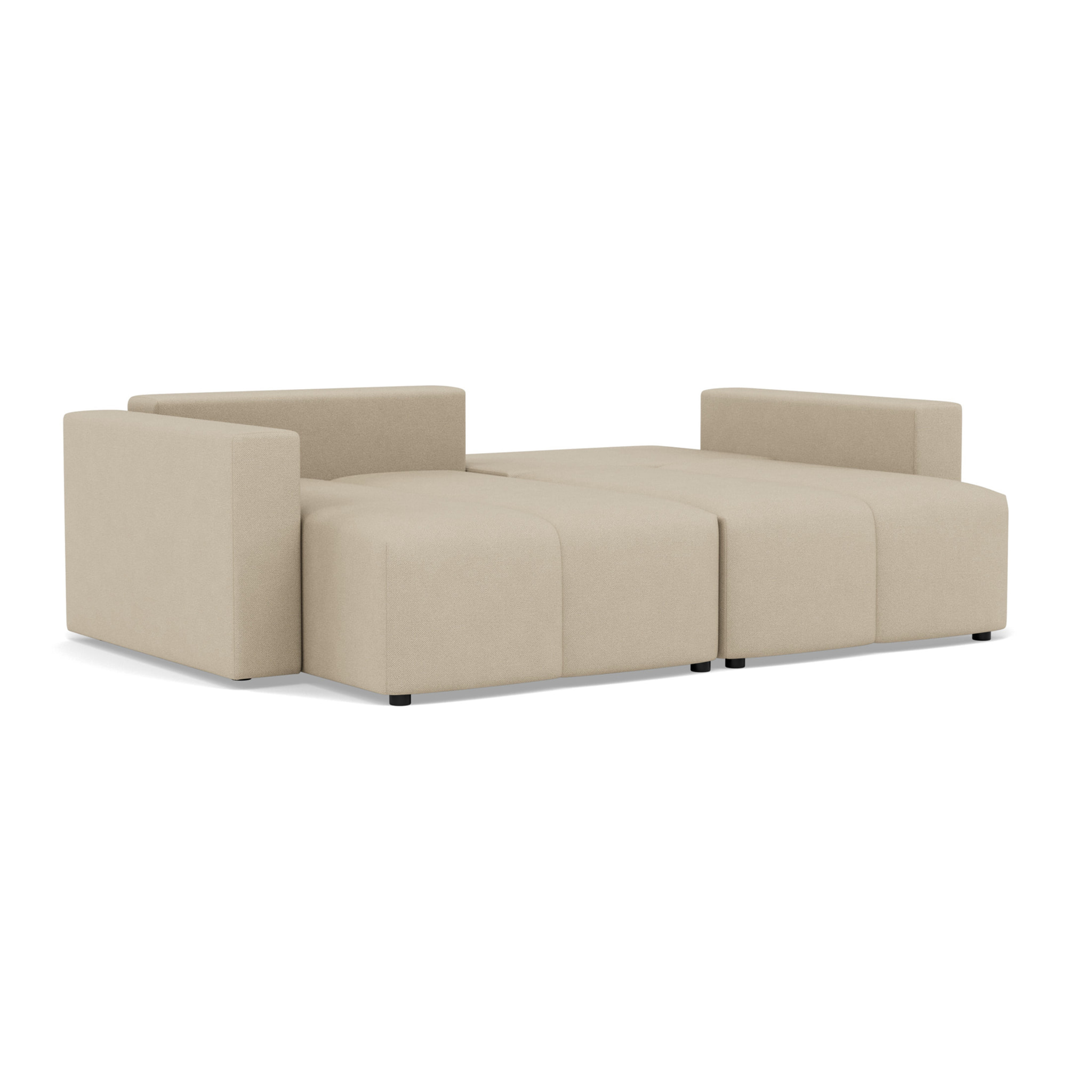 Daryl - canapé d'angle réversible 4 places convertible avec coffre en tissu texturé - Beige