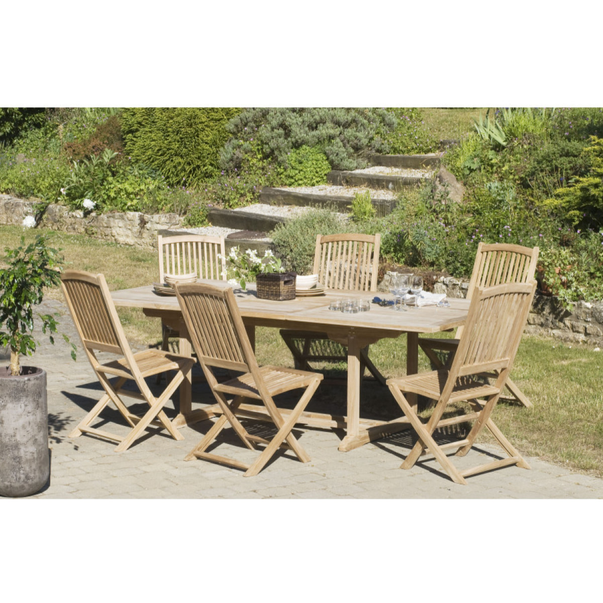 HARRIS - Table de jardin 8/10 personnes, rectangulaire extensible 180/240*100 cm en bois Teck