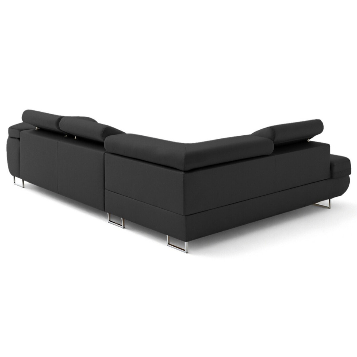 Zaria - canapé d'angle gauche 5 places convertible avec coffre et têtières en simili - Gris Anthracite