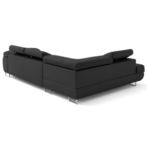 Zaria - canapé d'angle gauche 5 places convertible avec coffre et têtières en simili - Gris Anthracite