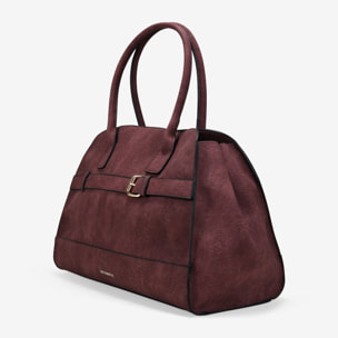 Bolso de hombro burdeos con doble asa