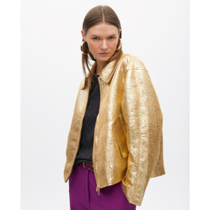 Bomber dorato effetto craquelé