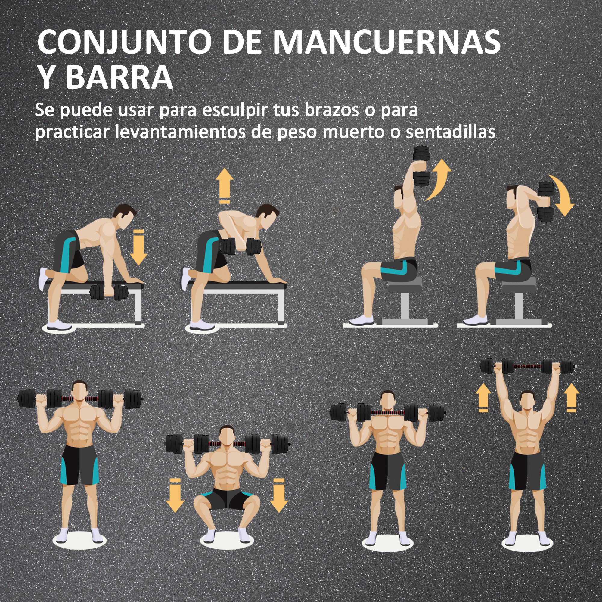 Juego de Mancuernas Ajustables, 2 en 1, 30kg, Juego de Pesas con Barras de Conexión y Mangos Antideslizantes, Pesas y Mancuernas para Hombres y Mujeres, Ejercicio de Fitness, Gimnasio en Casa