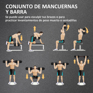 Juego de Mancuernas Ajustables, 2 en 1, 30kg, Juego de Pesas con Barras de Conexión y Mangos Antideslizantes, Pesas y Mancuernas para Hombres y Mujeres, Ejercicio de Fitness, Gimnasio en Casa