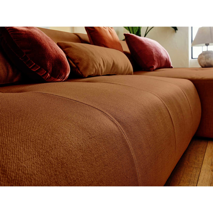 Onyx - canapé panoramique d'angle gauche 7 places - en tissu - Rouille