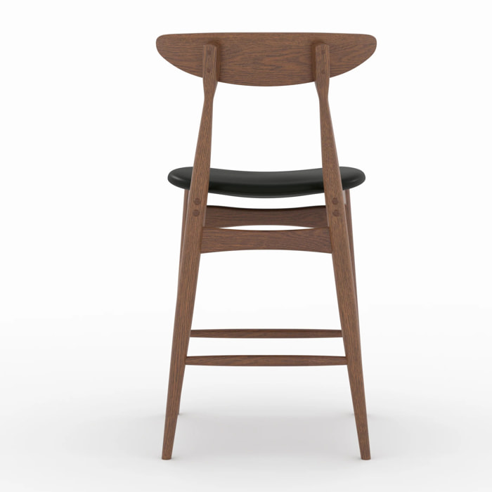 Lot de 2 chaises pour ilot central 63,5 cm en cuir synthétique noir  - Josette