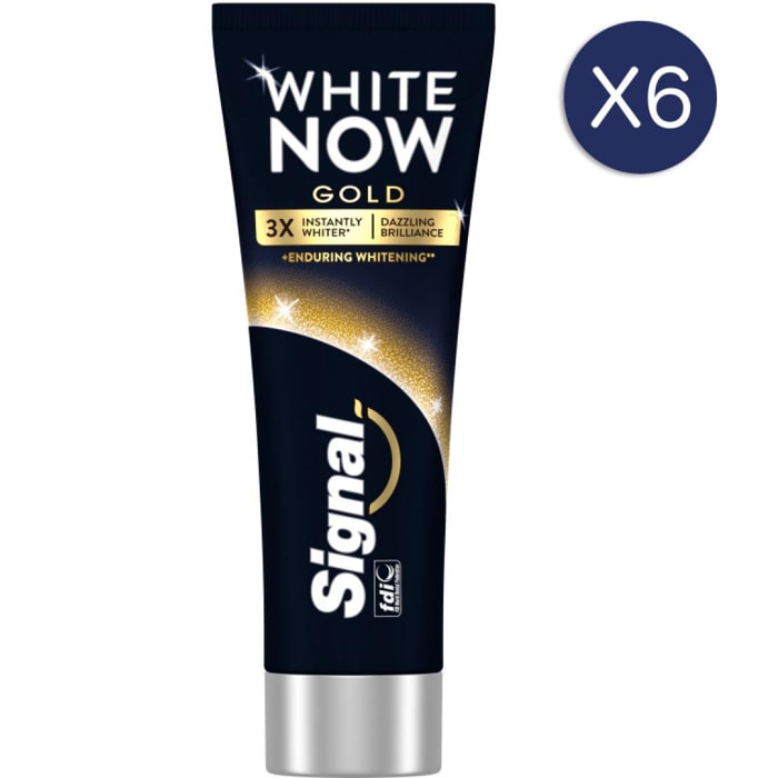 6 Dentifrices SIGNAL White Now Dentifrice Gold (Lot 6x75ml)
