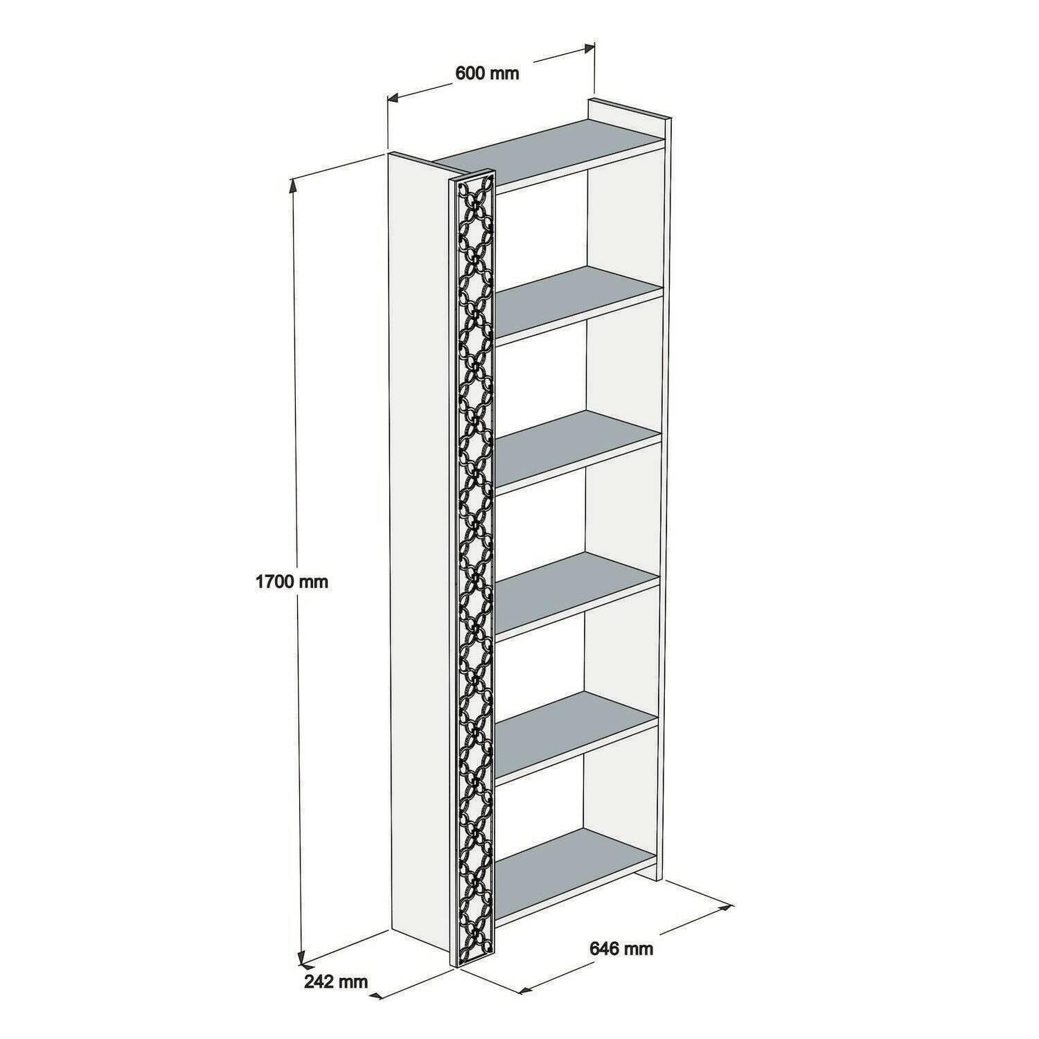 Libreria Destéve, Scaffale da ufficio, Mobile portalibri, Biblioteca, 65x24h170 cm, Noce e Bianco