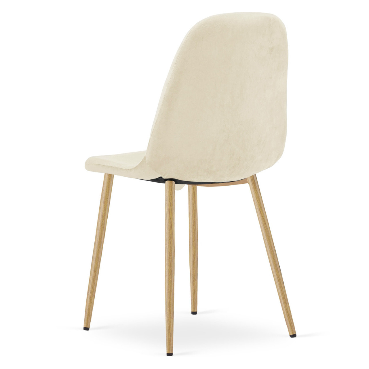 Set di 3 sedie Padva in velluto beige con gambe effetto rovere