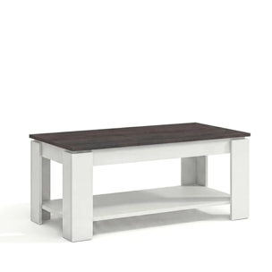 Mesa de centro elevable con almacenaje en blanco mate y óxido 102x43-54 cm Lya Blanco Artik (Blanco Mate) - Óxido