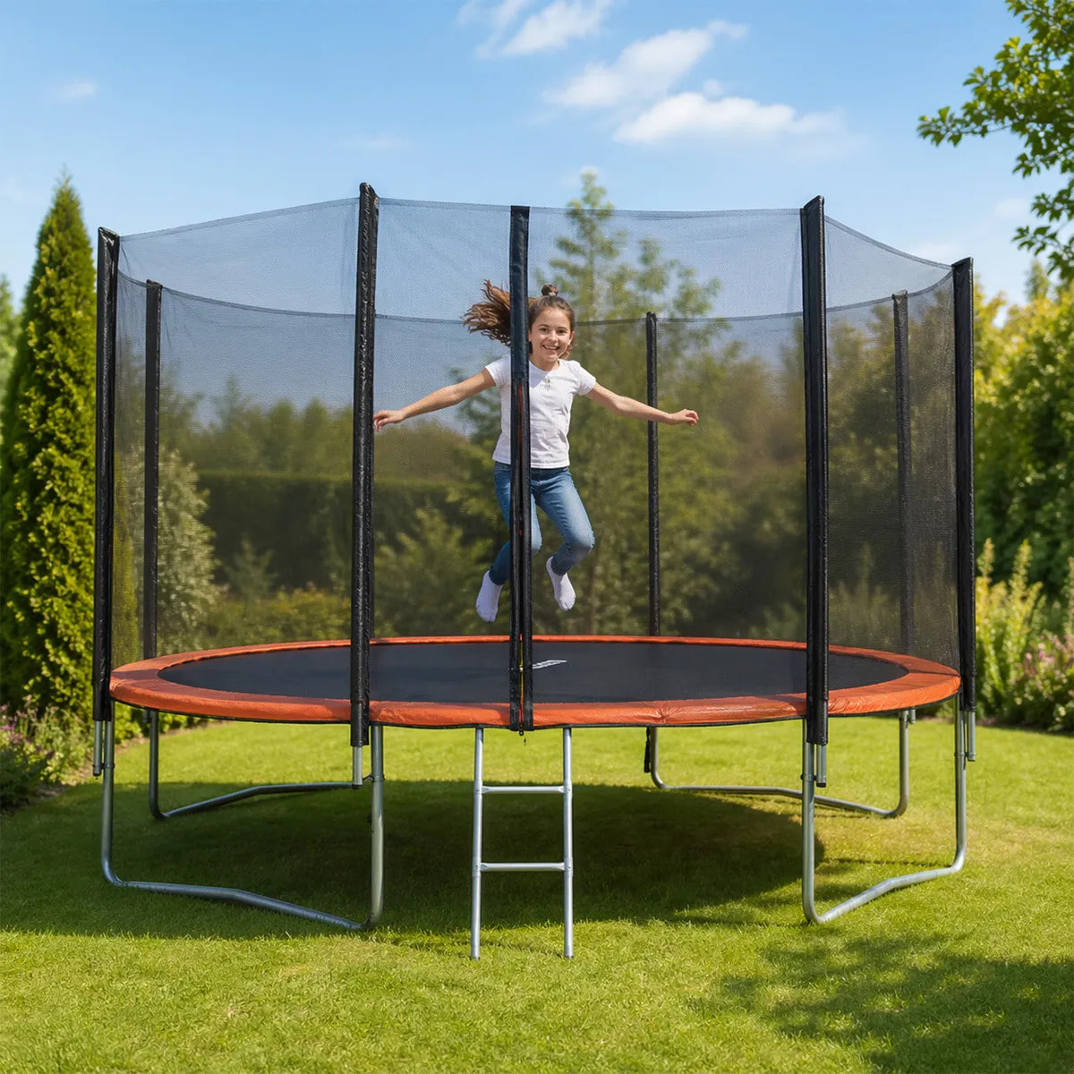 Trampoline Diam 4,27 m avec filet de sécurité et échelle