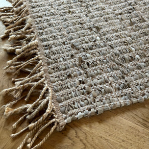 TAPIS EN CUIR JUTE ET COTON TISSE À LA  MAIN TAUPE 90X150CM ALTAY