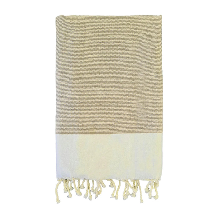 Fouta nid d'abeille traditionnelle Beige 200x200 190g/m² - Athena Taupe XL