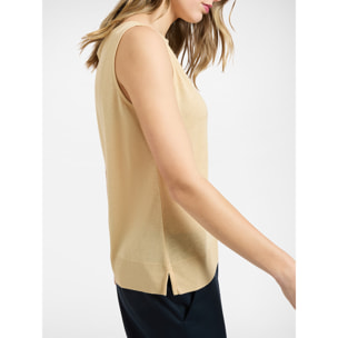 Elena Mirò - Top con scollo barchetta - Beige