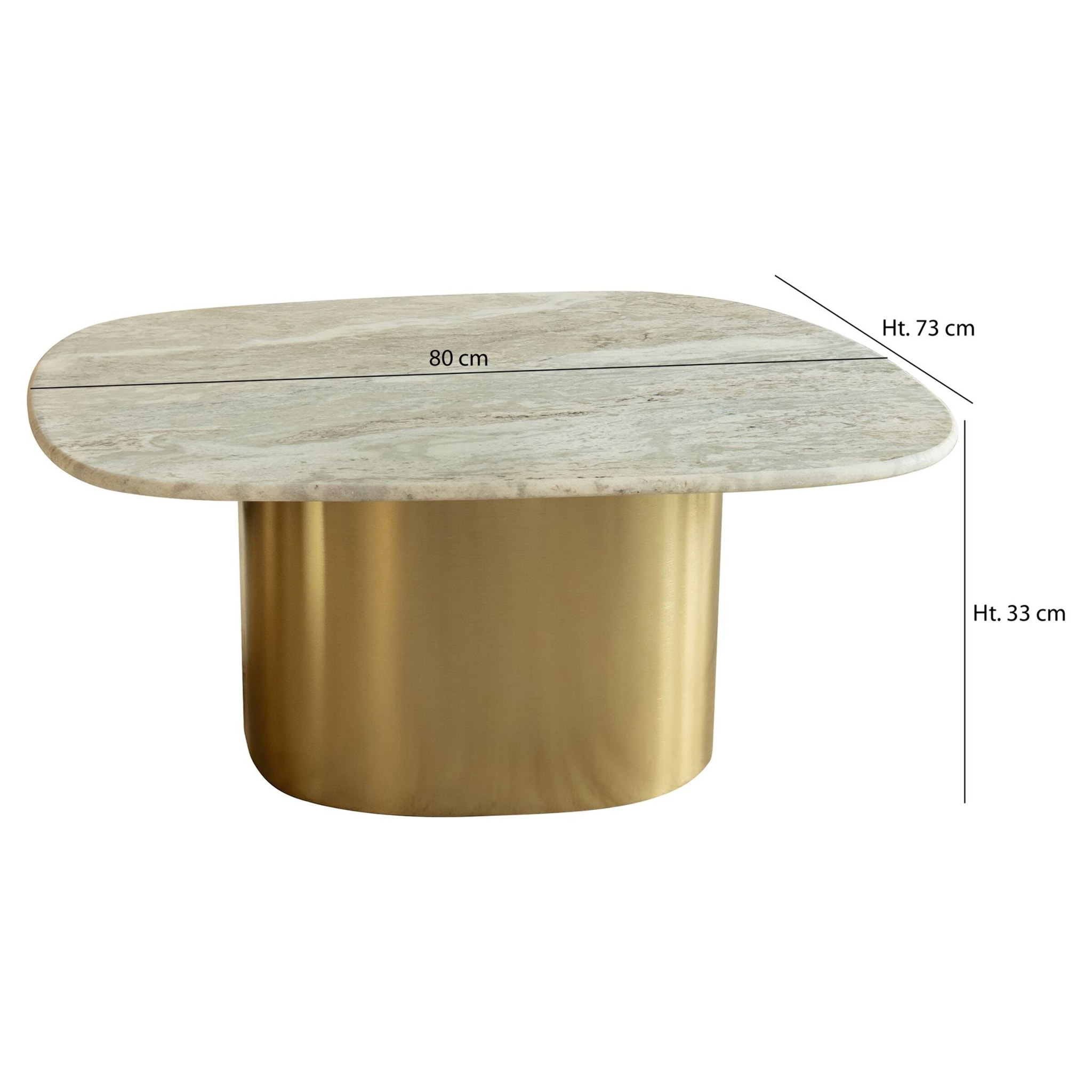 Table basse en marbre gris et pied en métal doré FEDJE