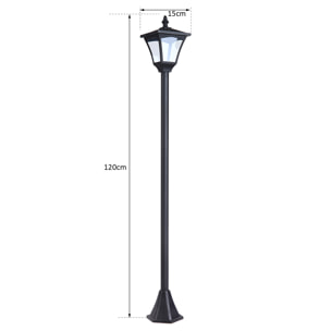 Outsunny Luminaire extérieur solaire lampadaire lanterne classique LED 10 Lm dim. 15L x 15l x 120H cm noir