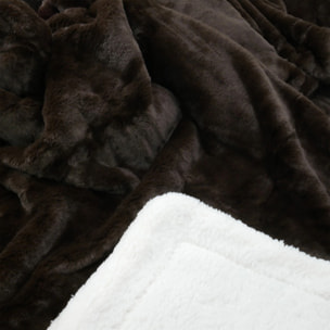 Plaid imitation "Lapin" - Cocoon Chocolat - 610g/m²