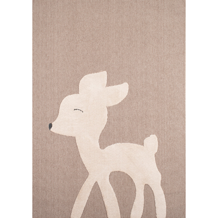 Bambi - tapis enfant motif biche, beige