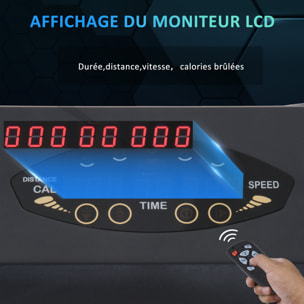 Tapis de course électrique de marche 370 W pliable télécommande écran LCD vitesse 1-6 Km/h acier noir