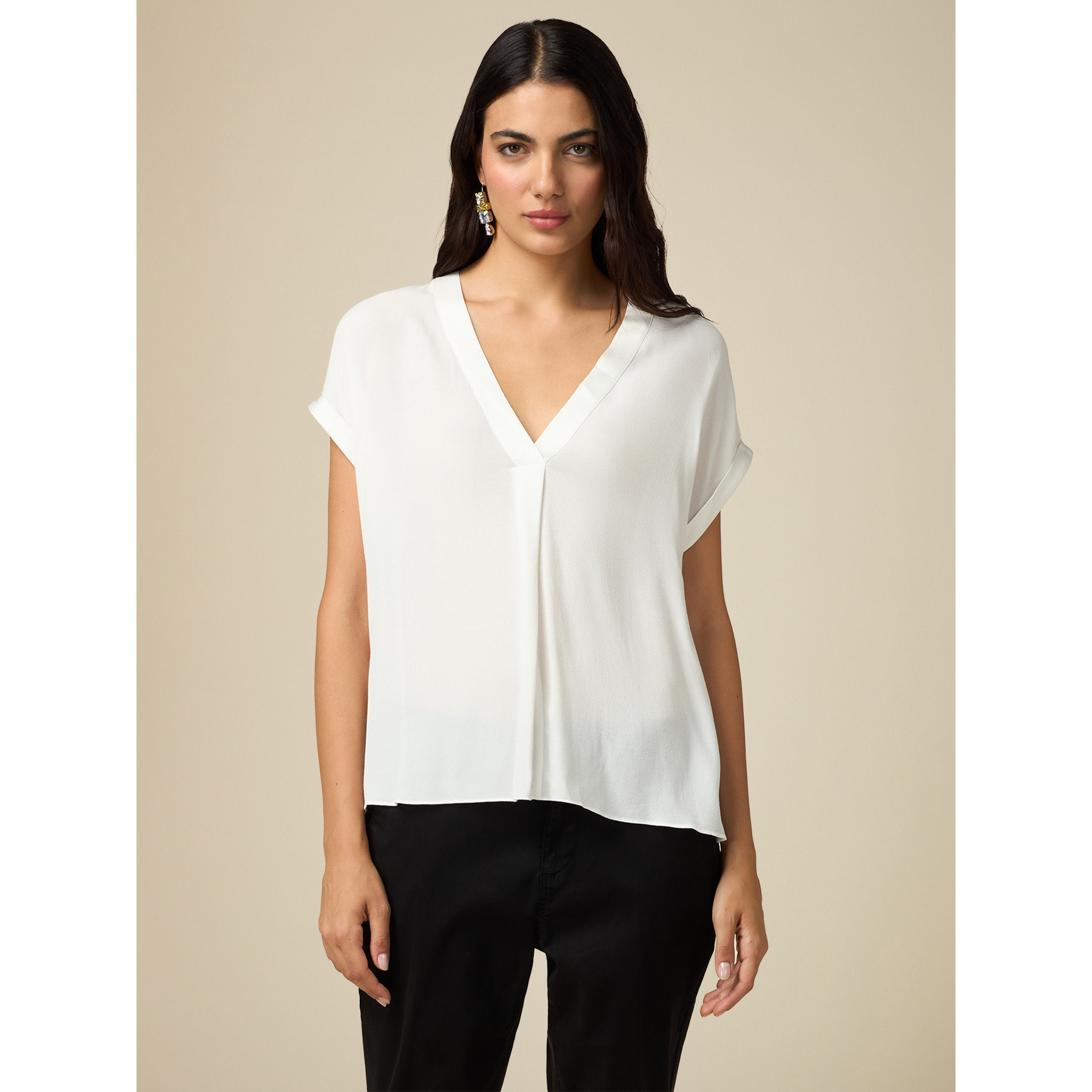 Oltre - Blusa kimono de viscosa - Blanco