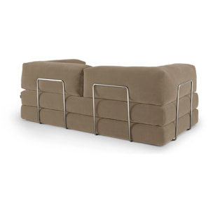 TRENDY - Canapé compressé 3 places modulable en velours côtelé taupe