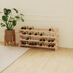 Étagère à bouteilles casier à vin range bouteilles horizontal 4 niveaux 48 bouteilles max. dim. 114L x 28l x 56H cm bois