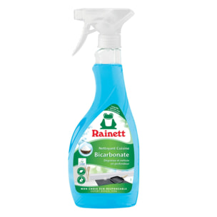 Pack de 8 - Rainett - Nettoyant Cuisine Dégraissant Ecologique Bicarbonate - Spray Eco Conçu 500ml
