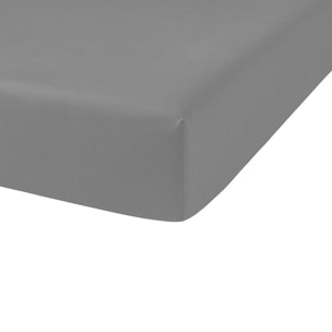 Drap housse coton 57fils uni - bonnet 35cm gris clair