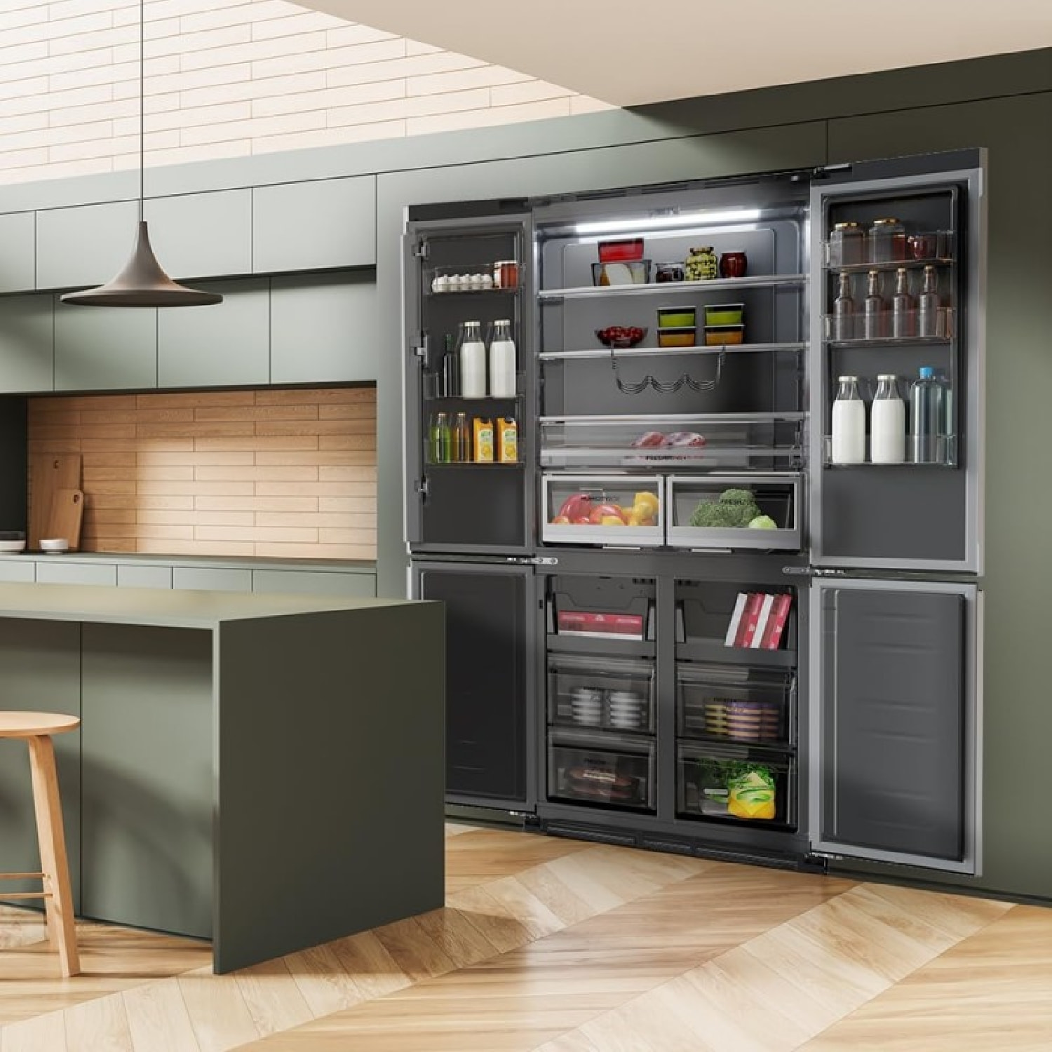 Cecotec Frigorífico semi-integrable 4 puertas Bolero CoolMarket 4D 466 SBI Inox