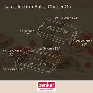 Set pâtisserie moule à gâteaux 34 x 24 cm avec couvercle, 2 bols à mixer et 1 spatule Zenker