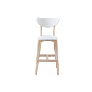 Tabourets de bar scandinaves blanc et bois 75 cm (lot de 2) LEENA