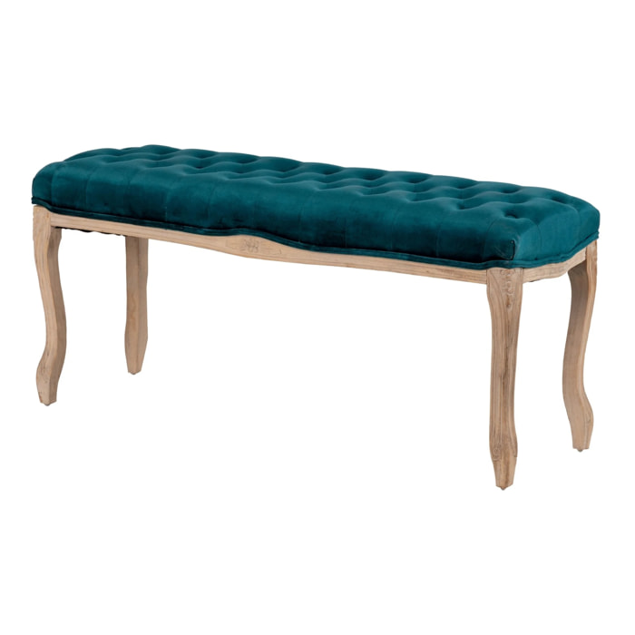 Pie Cama Velvet Capitone Patas Madera 110x36x47 Cm