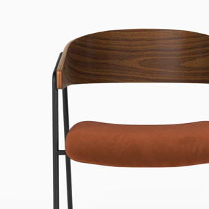Lot de 2 chaises en velours terracotta et bois de noyer - Esmée