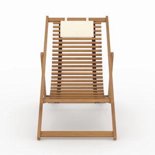 Chilienne de jardin en bois d'acacia et tissu écru - Nacpan