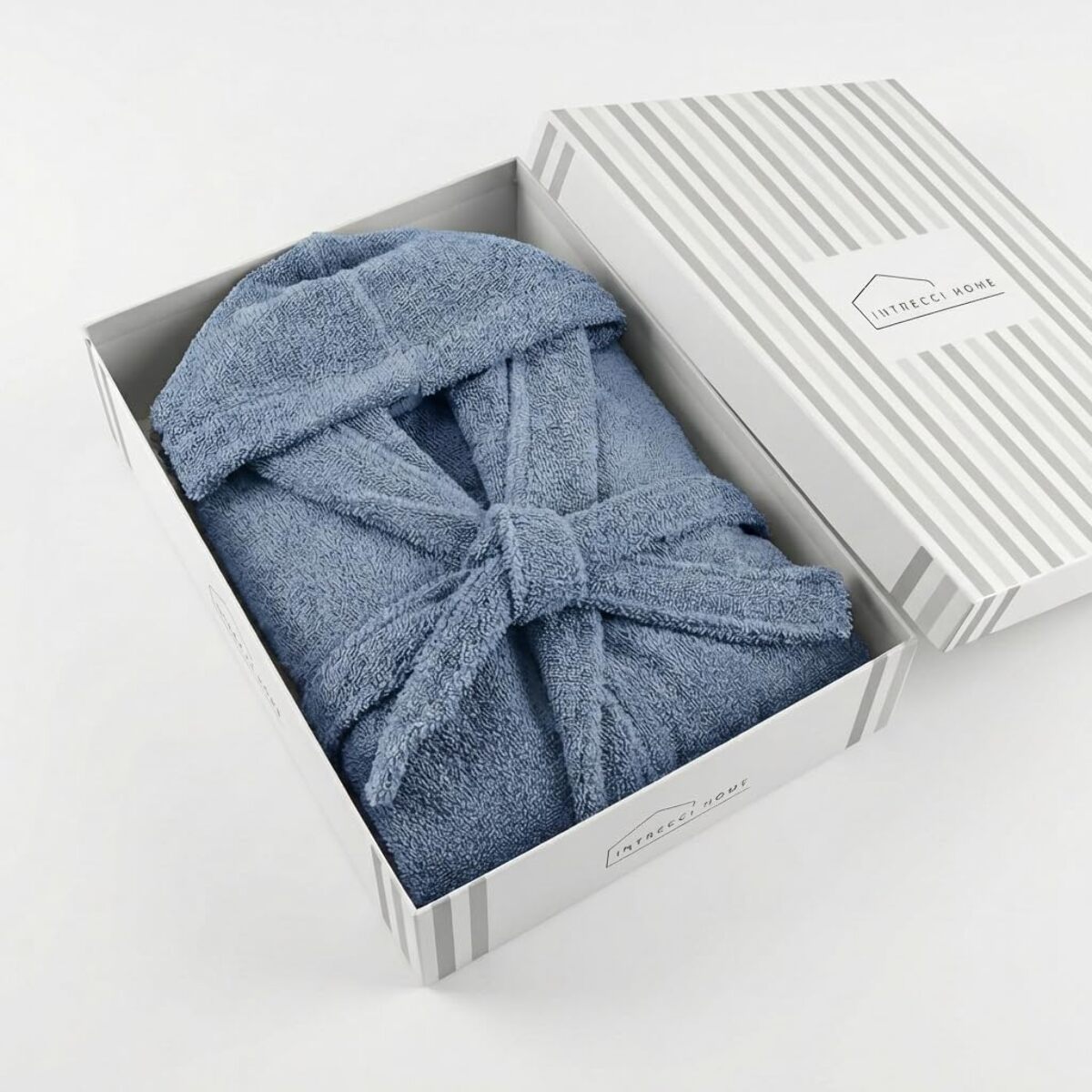 INTRECCI HOME Accappatoio Uomo e Donna, in Puro Cotone Jacquard 500 g, , Morbidezza Extra, Avvolgente, con Cappuccio e Tasche, Elegante e Confortevole,