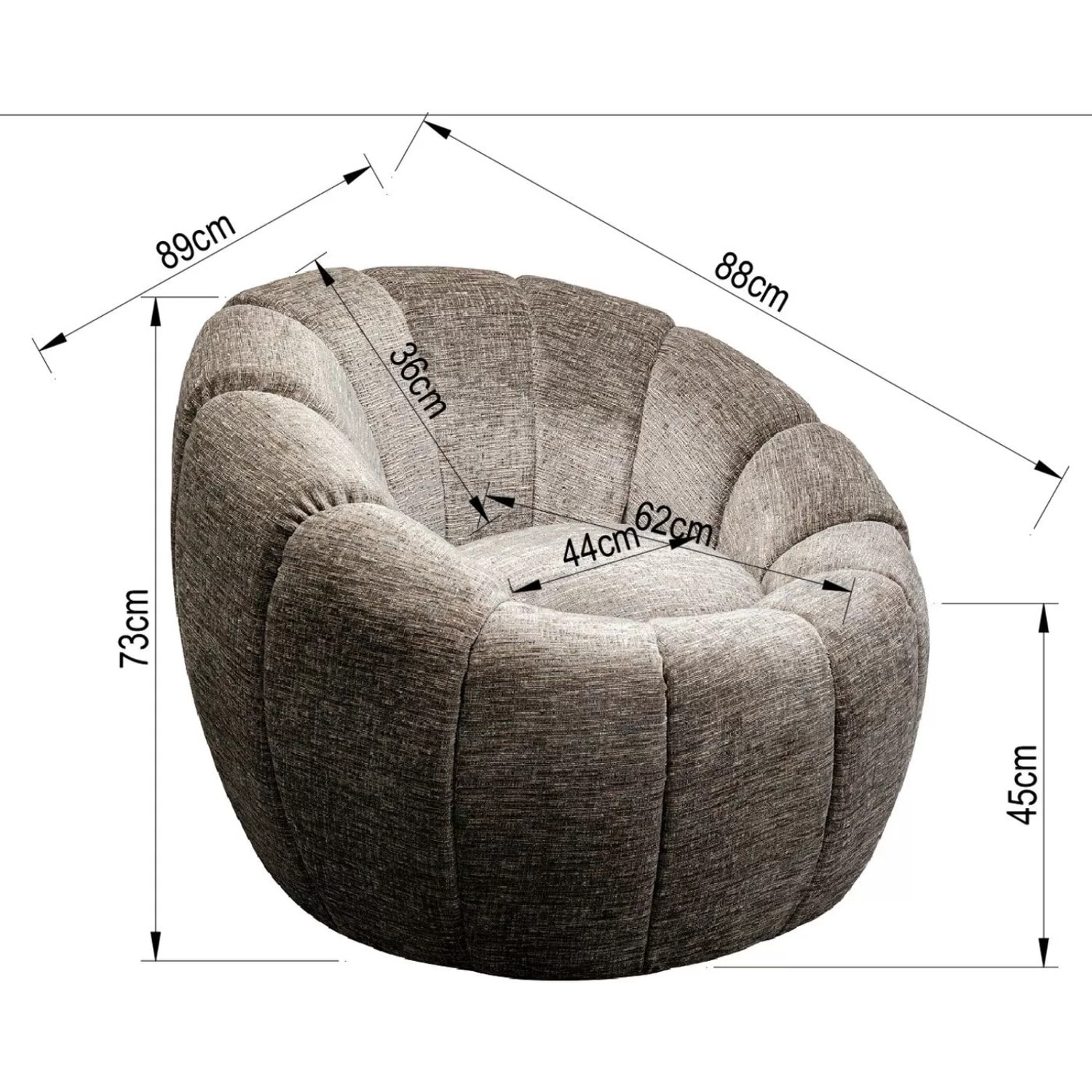 Fauteuil pivotant Fiori gris Kare Design