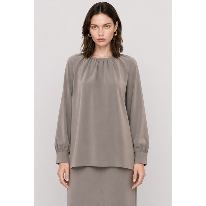 Kocca - Blusa da donna a maniche lunghe con scollo rotondo Donna