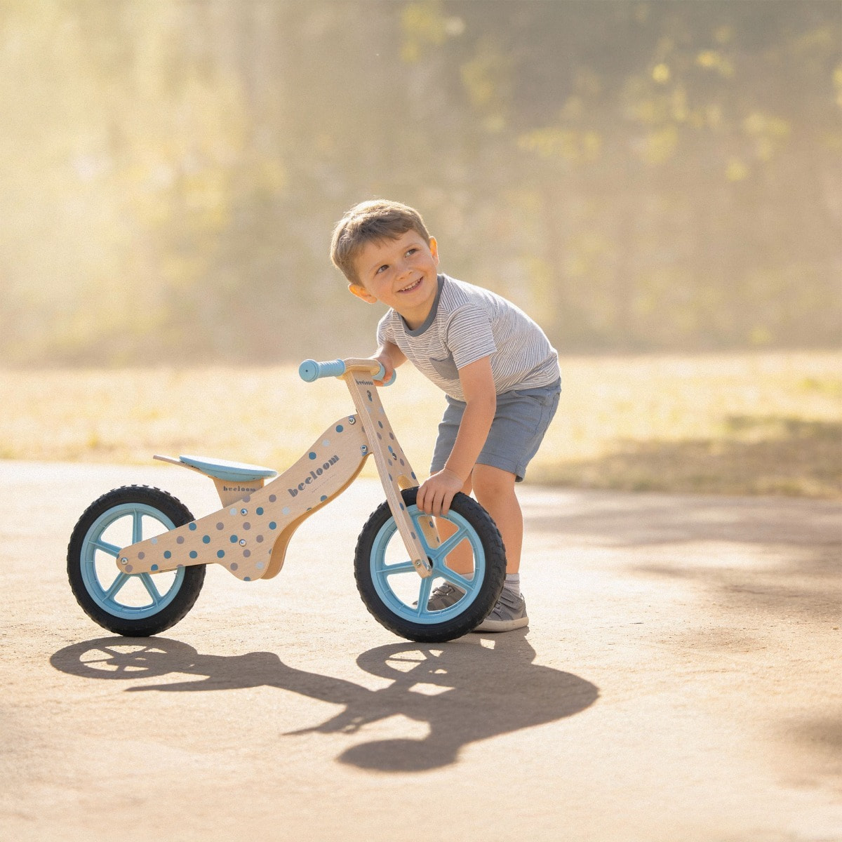 Bicicleta sin pedales BUBBLE BIKE bici infantil de madera diseño azul