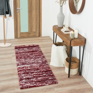 Oslo - tapis de salon abstrait design moderne à poils longs rouge