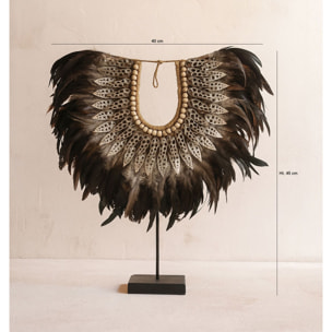 Collier en plumes et coquillages noirs PAPUA