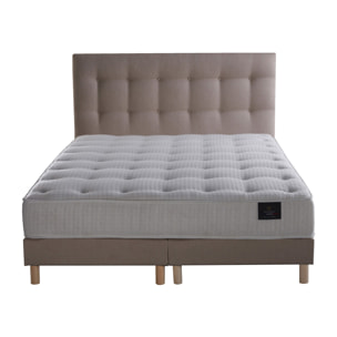 Ensemble Pulsar + tête de lit capitonnée - Matelas ressorts ensachés Mémoire de forme - Sommier Rose Poudré