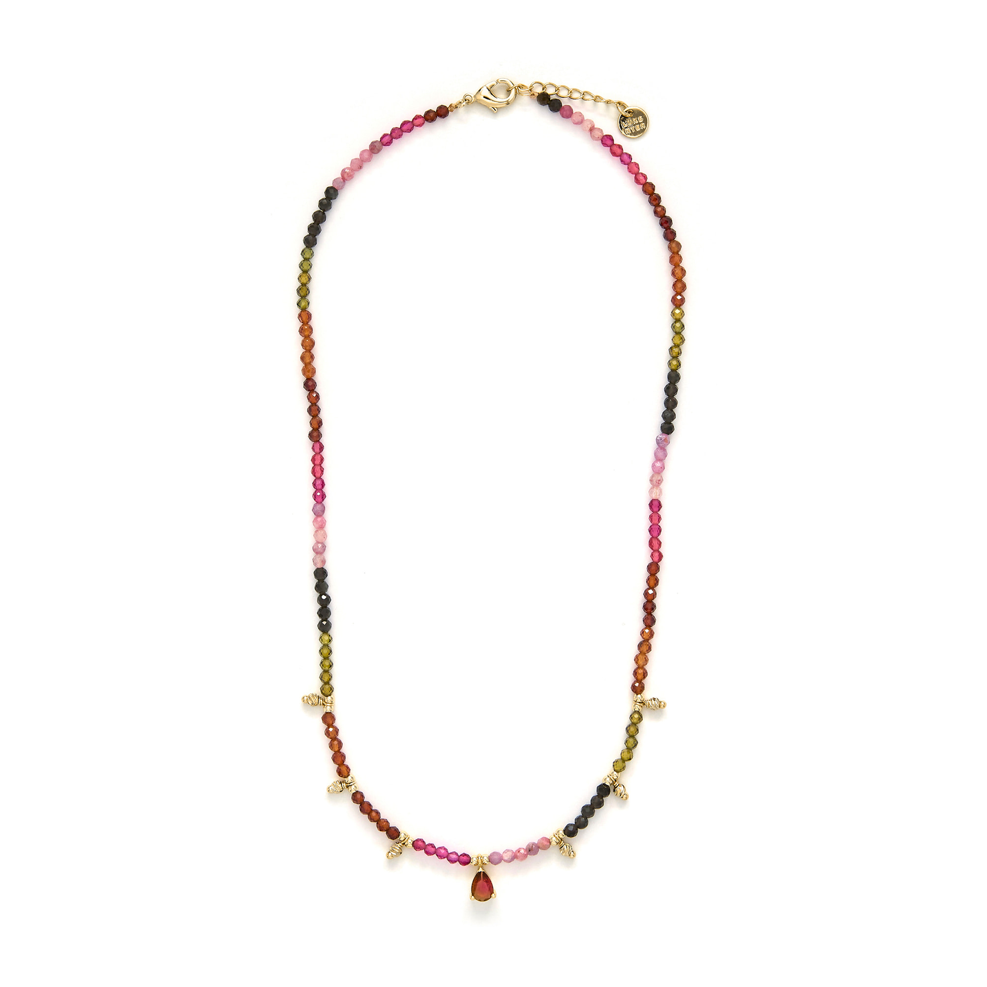 Collar de Turmalina Multicolor acabado en oro amarillo de 18k