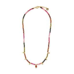Collar de Turmalina Multicolor acabado en oro amarillo de 18k